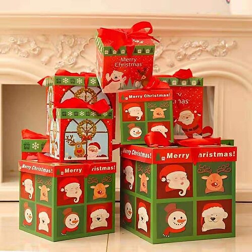 

Christmas Gift Box Three-piece Gift Box Christmas Decorations Gift Box Packaging Box Scene Layout Ornaments