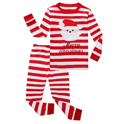 

Kids Girls' Ugly Santa Claus Stripe Christmas Pants Suit Long Sleeve Red Crewneck Christmas Gifts Casual Cute Regular 7-13 Years