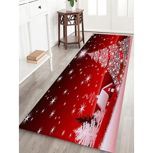 

Christmas Floor Mat Rug Snowman Songs Washable Festive Christmas Birds Snow Scene Indoor or Outdoor Holiday for Living or Dining Room Bedroom and Kitchen Area