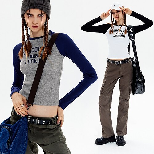 

Spicy Girls Punk & Gothic Y2K Year 2000 Masquerade T-shirt Loose Pants Women's Cotton Japanese Cosplay Costumes Gray / White