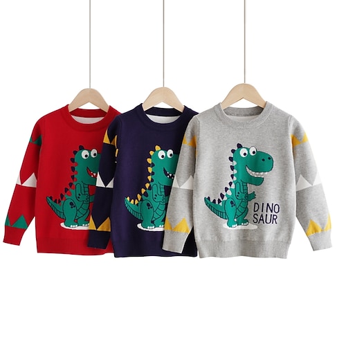 

Toddler Boys Sweater Cartoon Long Sleeve Outdoor Cotton Adorable Dark Blue Winter Clothes 3-7 Years / Fall