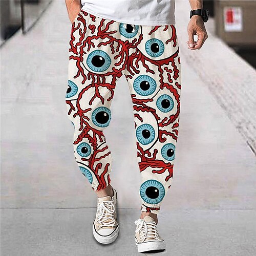 

Men's Joggers Trousers Drawstring Elastic Waist 3D Print Graphic Prints Monster Comfort Breathable Sports Outdoor Casual Daily Streetwear Designer Red Micro-elastic