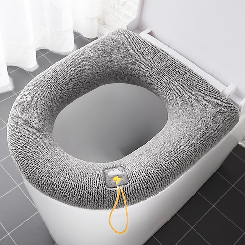 

Toilet Seat Cover Soft Warm Plush Fiber Paste Thicken Washable Durable Resuable Comfortable Bathroom New Winter Toilet Cushion