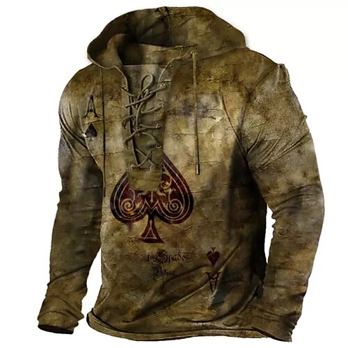 

Men's Pullover Hoodie Sweatshirt Pullover Brown Hooded Graphic Prints Lace up Print Casual Daily Sports 3D Print Basic Streetwear Designer Spring Fall Clothing Apparel Hoodies Sweatshirts Long