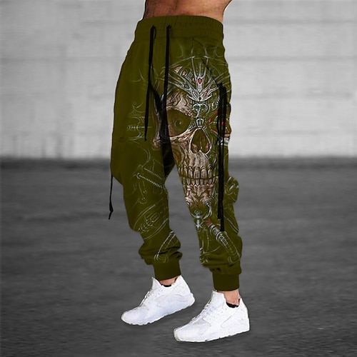 

Men's Sweatpants Joggers Trousers Drawstring Side Pockets Elastic Waist Graphic Prints Comfort Breathable Sports Outdoor Casual Daily Cotton Blend Terry Streetwear Designer Green Blue Micro-elastic
