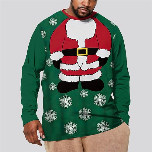

Men's Plus Size T shirt Tee Big and Tall Graphic Crew Neck Long Sleeve Spring & Fall Basic Fashion Streetwear Comfortable Casual Sports Tops