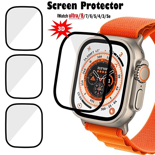 

3 pcs Watch Screen Protector Compatible with Apple iWatch Series 8/7/6/5/4/3/2/1 / SE Max Coverage Touch Sensitive Bubble Free Tempered Glass Watch Accessories