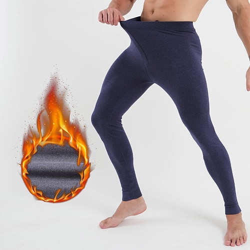 

Men's Long Johns Thermal Underwear Thermal Pants Pure Color Tights / Leggings Home Daily Fleece Warm Breathable Pant Elastic Waist Winter Wine Light gray