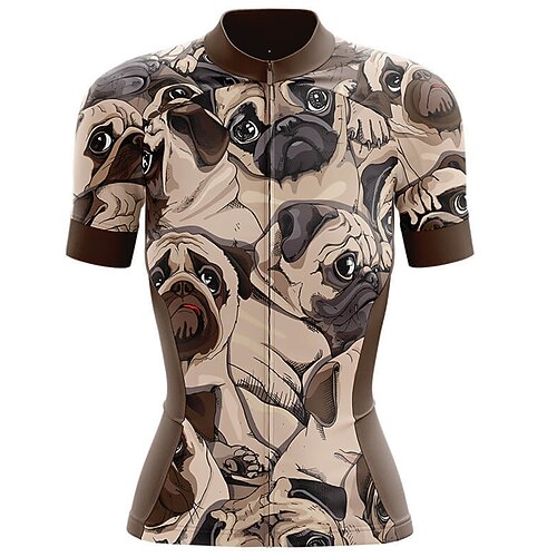 

21Grams Women's Cycling Jersey Short Sleeve Bike Top with 3 Rear Pockets Mountain Bike MTB Road Bike Cycling Breathable Quick Dry Moisture Wicking Reflective Strips Khaki Dog Spandex Sports Clothing