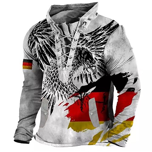 

Men's Unisex Pullover Hoodie Sweatshirt Pullover Hooded Graphic Prints Eagle National Flag Lace up Print Casual Daily Sports 3D Print Streetwear Designer Casual Clothing Apparel Hoodies Sweatshirts