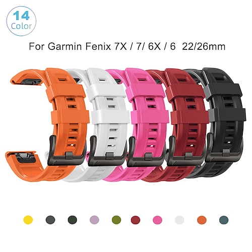 

1 pcs Smart Watch Band for Garmin Fenix 7/6/5/5 Plus Fenix 7X / 6X Pro / 5X / 3/3 HR 22mm 26mm Silicone Smartwatch Strap Adjustable Breathable Shockproof Sport Band Replacement Wristband