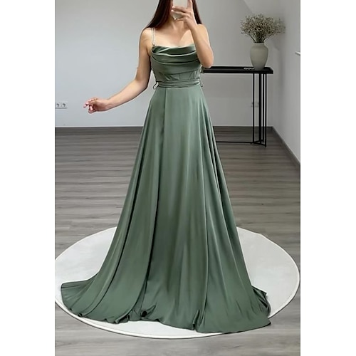 

Women's Party Dress Homecoming Dress Long Dress Maxi Dress Light Green Sleeveless Pure Color Ruched Cold Shoulder Winter Fall Spaghetti Strap Party Stylish Modern Party 2022 S M L XL XXL 3XL