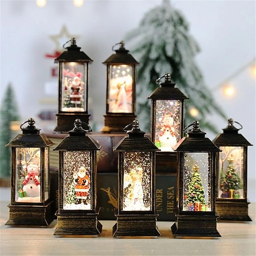 

2pcs Christmas Lantern Decorations Lights Interior Small Desktop Decoration Christmas Tree Scene Layout Small Oil Lamp Mall Decoration