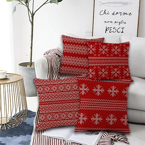 

Christmas Double Side Throw Pillow Cover 4PC Soft Decorative Square Cushion Case Pillowcase for Bedroom Livingroom Sofa Couch Chair Superior Quality Machine Washable