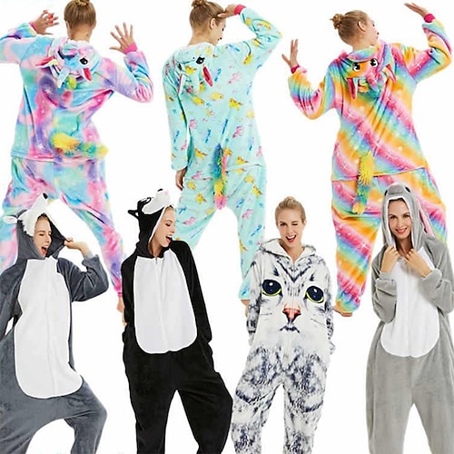 

Fleece Pajamas Onesies Wearable Blanket Women Jumpsuit Warm Romper Sleepwear One Piece Hooded Playsuit Loungewear