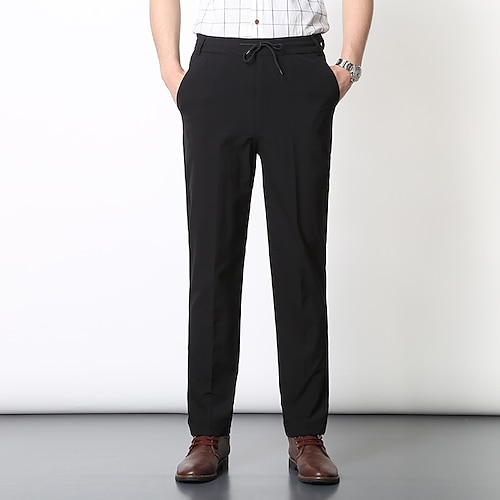 

Men's Trousers Casual Pants Pocket Drawstring Solid Colored Comfort Quick Dry Daily Holiday Going out Streetwear Chic & Modern Green Black High Waist Micro-elastic / Spring