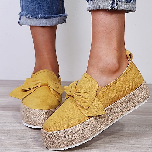 

Women's Slip-Ons Outdoor Comfort Shoes Flat Heel Round Toe Classic Walking Shoes Synthetics Loafer Solid Colored Yellow Rosy Pink White