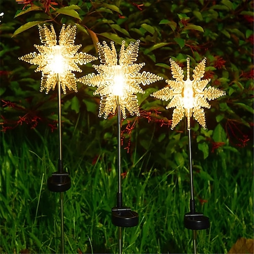 

2pcs Solar Snowflake Pathway Lights Christmas Outdoor Decorations Home Garden Waterproof Decorations Lamp DIY