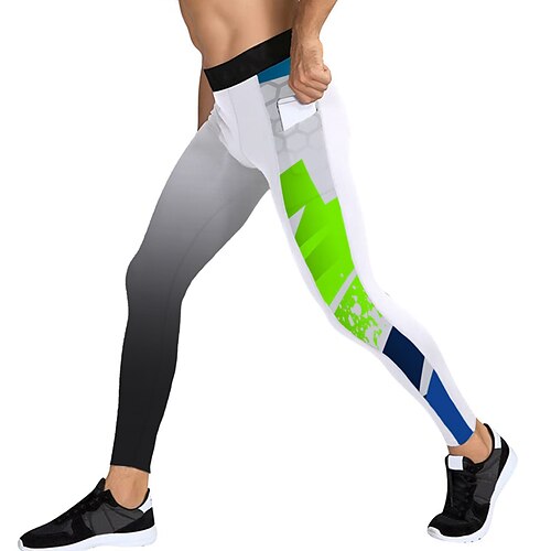 

Men's Compression Pants Compression Tights Leggings Side Pockets Compression Clothing Athletic Athleisure Breathable Quick Dry Soft Fitness Gym Workout Running Sportswear Activewear Green Black Dark