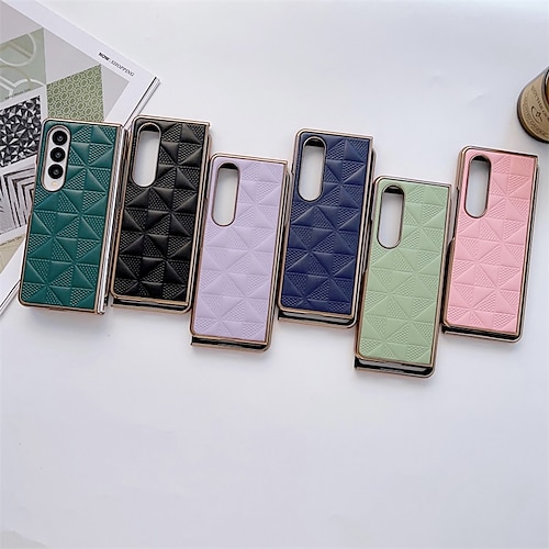 

Phone Case For Samsung Galaxy Flip Z Fold 4 Z Fold 3 Plating Flip Full Body Protective Solid Colored PC PU Leather