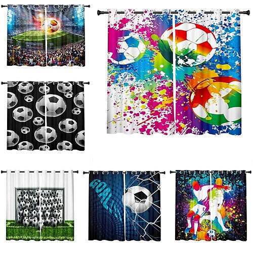 

3D Football World Cup fans Curtains Blackout Curtains Printed Thermal Insulated Curtains for Bedroom Living Room Modern Grommet Window Drapes Curtain Drapes