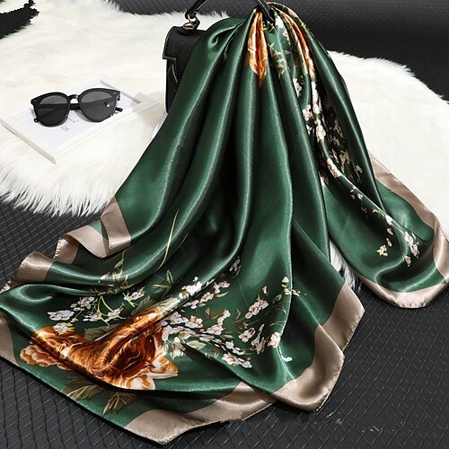 

Women's Scarves Kerchief Daily Holiday Flowers Polyester Bohemia Vintage Retro Warm Casual / Daily 1 PC