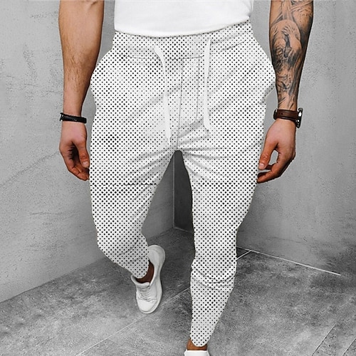 

Men's Joggers Trousers Casual Pants Drawstring Elastic Waist 3D Print Graphic Prints Geometry Comfort Casual Daily Streetwear Basic Fashion Green Red Micro-elastic
