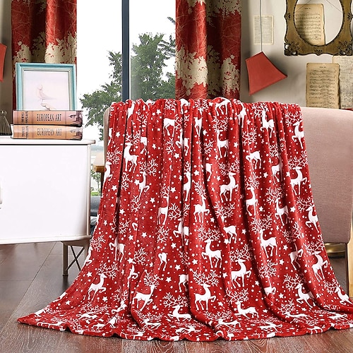 

Christmas Blanket Elegant Comfort Luxury Velvet Super Soft Christmas Prints Fleece Blanket Holiday Theme Home Décor Fuzzy Warm and Cozy Throws for Winter Bed Sofa Couch, Gift for Family