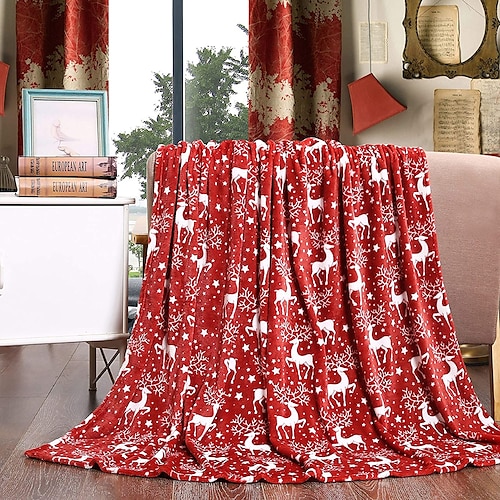 

Couverture de Noël confort élégant velours de luxe super doux imprimés de Noël couverture polaire thème de vacances décoration d'intérieur floue chaude et confortable plaids pour lit d'hiver canapé