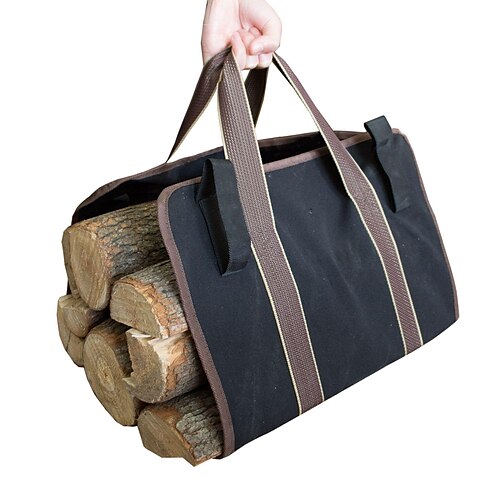 

Canvas Firewood Carrier Log Tote Bag Indoor Fireplace Log Carrier Holders Woodpile Rack Fire Wood Carrying Outdoor Tubular Birchwood Stand by Hearth Stove Tools