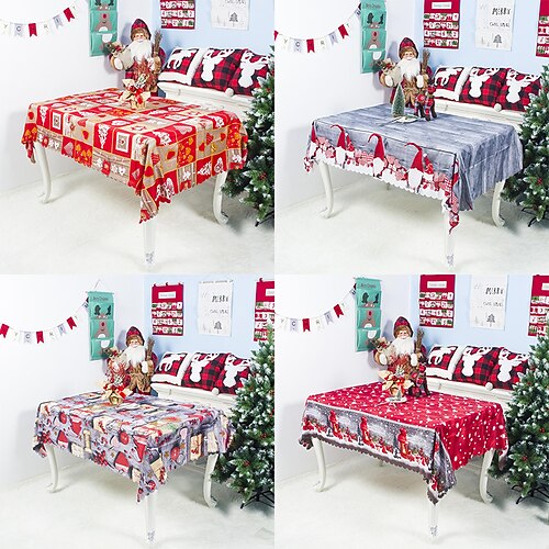 

Christmas Tablecloth, Red Flower Christmas Tablecloth for Dining Table Decorations, Winter Snowflake Christmas Flower Table Cloth for Holiday Party Decor