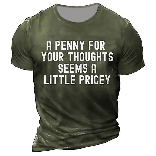 

Men's Unisex T shirt Tee Letter Graphic Prints Crew Neck Army Green Navy Blue Gray Black 3D Print Outdoor Street Short Sleeve Print Clothing Apparel Sports Designer Casual Big and Tall / Summer