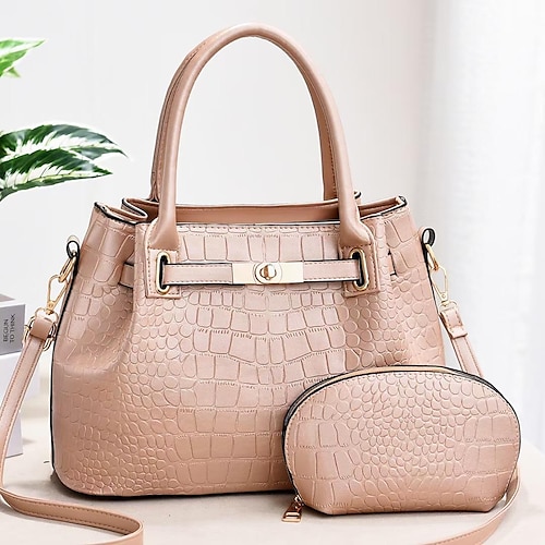 

Women's Work Bag Bag Set PU Leather Daily Office & Career claret Green Pink Bronze
