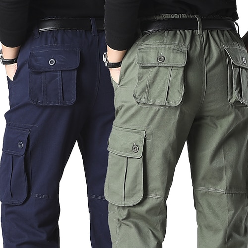 

Per uomo Pantaloni cargo Pantaloni Coulisse sulle gambe Multi tasca Gamba dritta Liscio Comfort Traspirante Lunghezza intera Informale Giornaliero Per uscire 100% cotone Sportivo Moda Verde militare