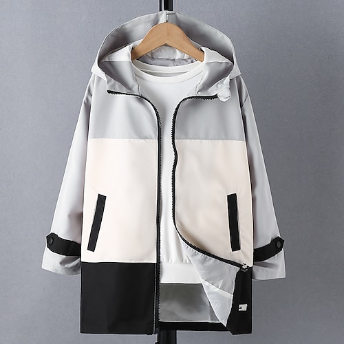 

Kids Girls' Jacket & Coat Solid Color Neutral Training Cotton Coat Outerwear 5-13 Years Fall White / Spring