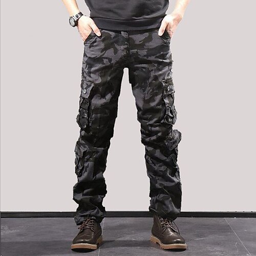 

Per uomo Pantaloni cargo Pantaloni Coulisse sulle gambe Multi tasca Gamba dritta Liscio Mimetico Indossabile Lunghezza intera Informale Giornaliero Per uscire 100% cotone Sportivo Moda Verde militare