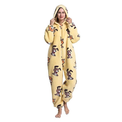 

Wearable Fleece Blanket Womens Fleece Onesies Pajamas Jumpsuit Warm Sherpa Romper Sleepwear One Piece Zipper Hooded Playsuit Loungewear