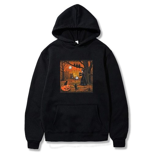 

Inspired by Halloween Pumpkin Cat Hoodie Cartoon Manga Anime Front Pocket Graphic Hoodie For Men's Women's Unisex Adults' Hot Stamping 100% Polyester Street Daily