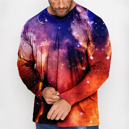 

Men's Plus Size T shirt Tee Big and Tall Graphic Crew Neck Long Sleeve Spring & Fall Basic Fashion Streetwear Comfortable Casual Sports Tops