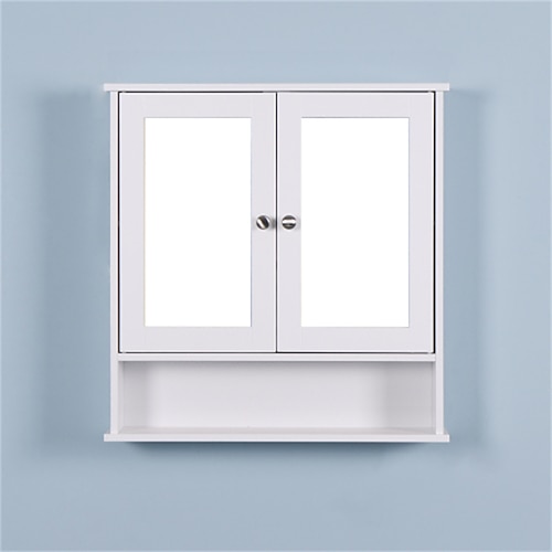 

Wall Mounted Bathroom Cabinet with 2 Mirror Doors and Adjustable Shelf