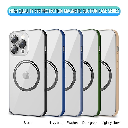 

Phone Case For Apple Back Cover Classic Series iPhone 14 Pro Max 13 12 Pro Max Mini Camera Lens Protector Support Wireless Charging Compatible with MagSafe Solid Colored TPU PC