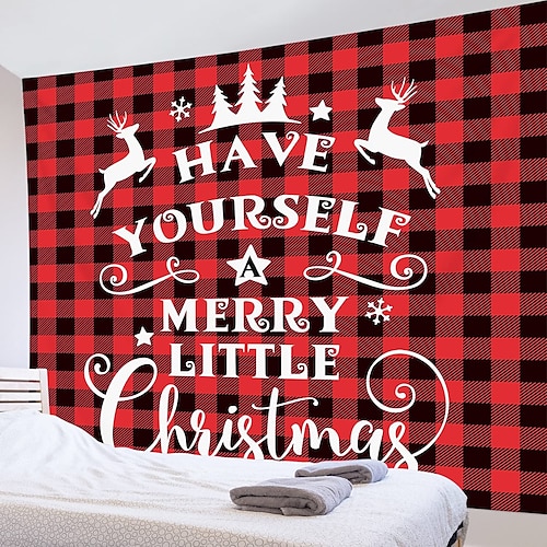 

Christmas Holiday Party Wall Tapestry Reindeer Slogan Art Decor Blanket Curtain Picnic Tablecloth Hanging Home Bedroom Living Room Dorm Decoration Gift Polyester