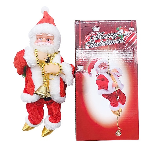 

Electric Climbing Beads Santa Claus with Music Santa Claus Climbing The Stairs Christmas Tree Decor Repeated Climb for Kids Gift