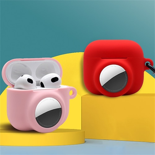 

2 in 1 Case Cover Silicone Protective Sleeve For AirPods 1 2 3 Pro Earphones Anti-lost Protector Skin For AirTags Locator