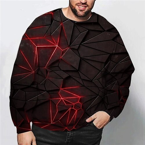 

Men's Plus Size Pullover Sweatshirt Big and Tall Graphic Crew Neck Long Sleeve Spring & Fall Basic Fashion Streetwear Comfortable Casual Sports Tops