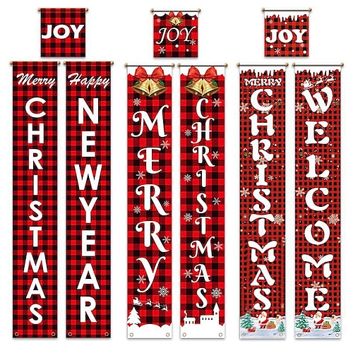 

Christmas Decorations Door Curtain Christmas Hanging Cloth Flag Hanging Door Christmas Scene Layout Couplet