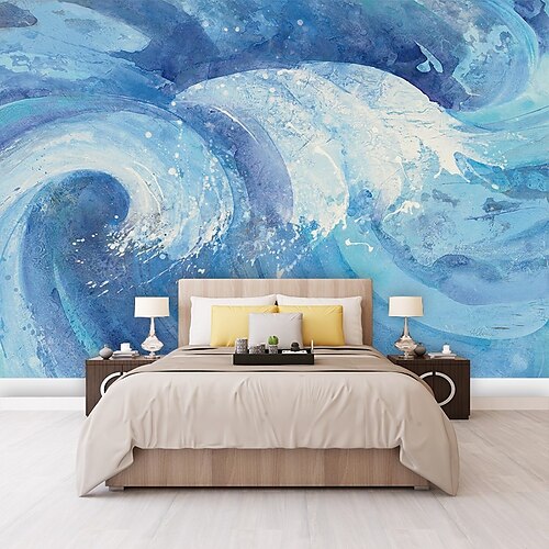 

3D Personalized Art Hand-Painted Abstract Wave Background Wallpaper Modern Simple Hotel American 8D Mural