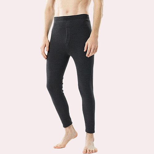 

Men's Long Johns Thermal Underwear Thermal Pants Pure Color Tights / Leggings Home Daily Polyester Thermal Long Pant Leggings Elastic Waist Winter Black Royal Blue