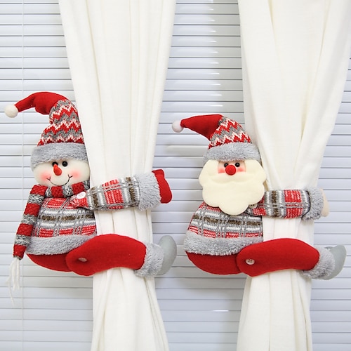 

Christmas Decorations Creative Snowman Curtain Hug Santa Claus Curtain Buckle Elk Curtain Tied Rope Window Buckle