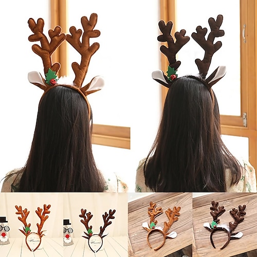 

2pcs Christmas Headbands Santa Tree Elk Antlers Headband Kids Adult Headwear Reindeer Ornaments Christmas Decorations Party Cosplay